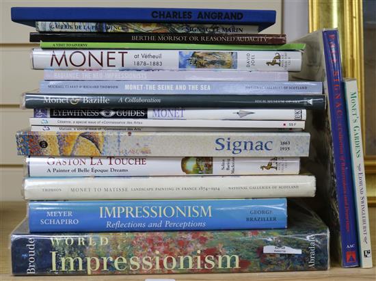 A quantity of reference books relating to impressionism and related artists including Monet, Charles Angrand etc.